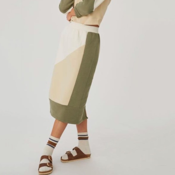 NWT Daily Practice by Anthropologie Colorblocked Midi Skirt - Picture 2 of 7